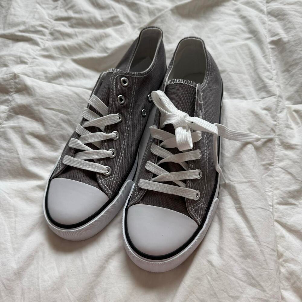 Grey and white canvas trainers women’s 8 casual sneakers - Picture 8 of 8